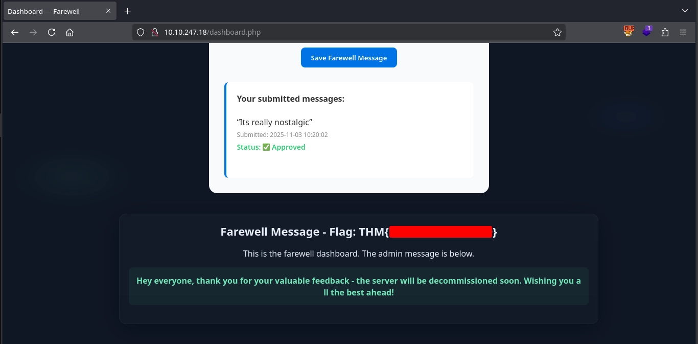 Web 80 Dashboard User Flag